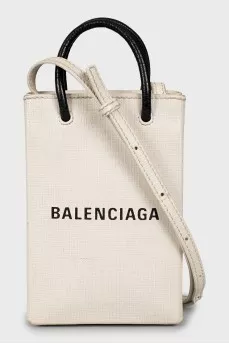 Leather crossbody bag with branded logo