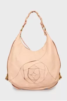Leather hobo bag with braided strap