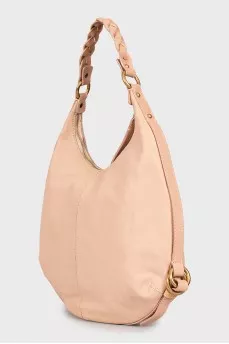 Leather hobo bag with braided strap