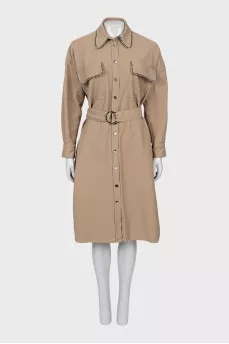 Beige dress with belt