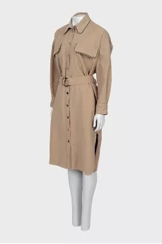 Beige dress with belt