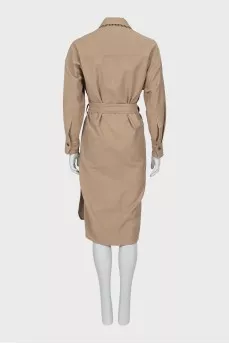 Beige dress with belt