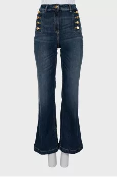 Flared jeans with gold hardware