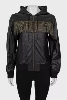 Leather jacket with fringe