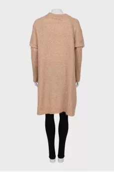 Beige cardigan with short pile