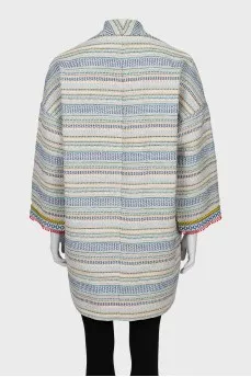 Double-breasted coat in a combination stripe