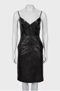Leather dress with thin straps