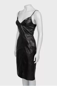 Leather dress with thin straps