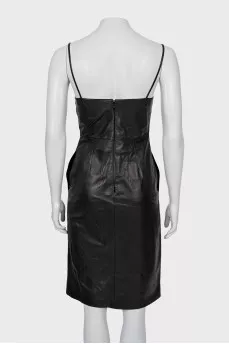 Leather dress with thin straps