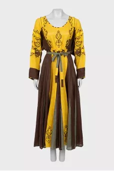 Linen dress decorated with embroidery
