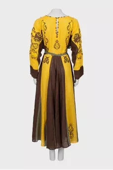 Linen dress decorated with embroidery