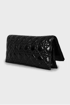 Leather clutch with branded decor