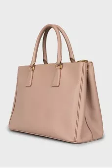 Leather tote bag with branded logo