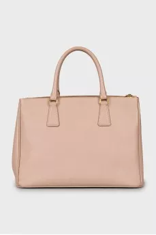Leather tote bag with branded logo