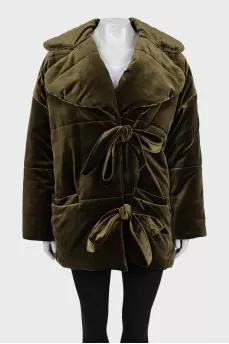Oversized puffer jacket with ties
