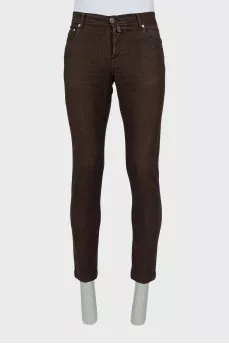 Checkered tapered trousers