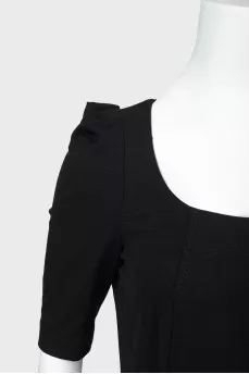 Black sheath dress with short sleeves