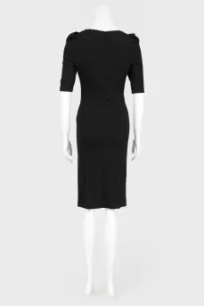Black sheath dress with short sleeves
