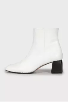 Black and white leather ankle boots