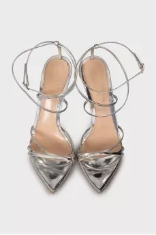 Silver stiletto heeled sandals