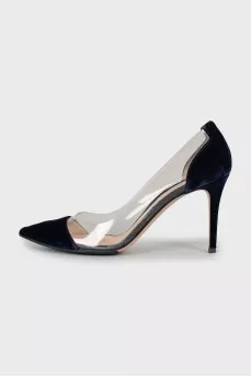 Dark blue stiletto heels