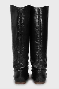 Leather boots with round toe