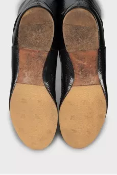 Leather boots with round toe