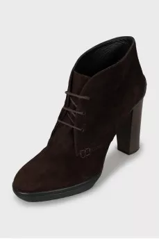 Brown suede ankle boots