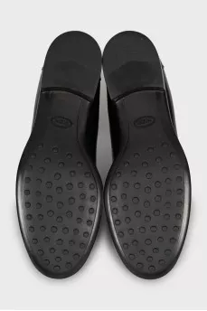 Black leather boots with textile inserts