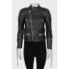 Leather biker jacket with silver fittings