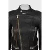 Leather biker jacket with silver fittings