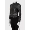 Leather biker jacket with silver fittings