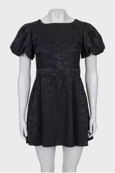 Silk dress with floral print and tag