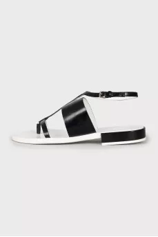 Leather black and white sandals