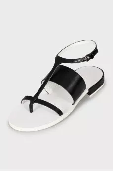 Leather black and white sandals