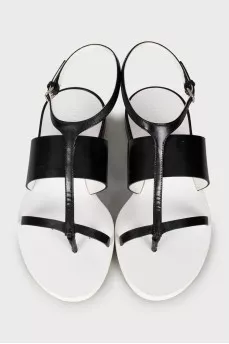 Leather black and white sandals