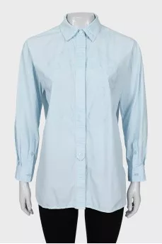 Blue shirt with signature print