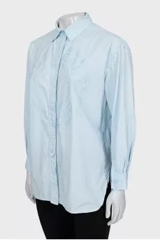 Blue shirt with signature print