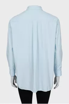 Blue shirt with signature print