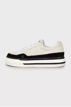 Suede sneakers with brand logo