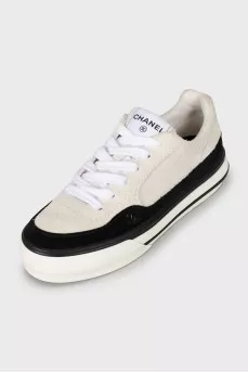 Suede sneakers with brand logo