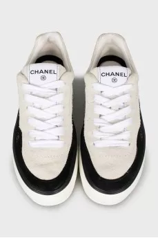 Suede sneakers with brand logo