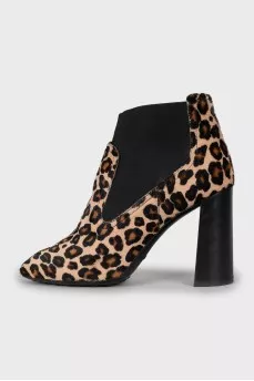 Animal print pony skin ankle boots