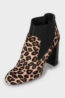 Animal print pony skin ankle boots