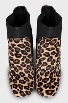 Animal print pony skin ankle boots