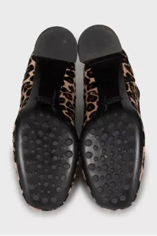 Animal print pony skin ankle boots