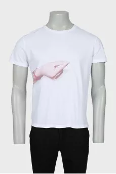 Men's white t-shirt with print