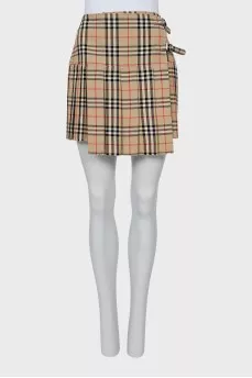 Checkered wool skirt