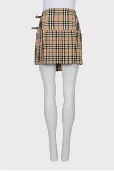 Checkered wool skirt