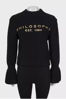 Knitted wool sweater with lettering